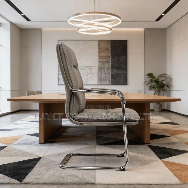 Gray Leather Guest Office Chair - thumbnail 5