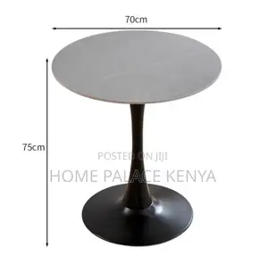 Dining Table: Black Round Marble Top Table With Metal Base
