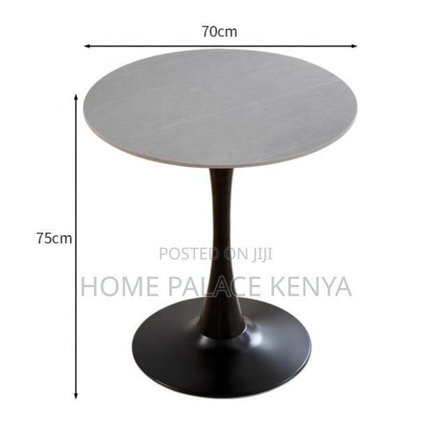 Dining Table: Black Round Marble Top Table With Metal Base - thumbnail 3