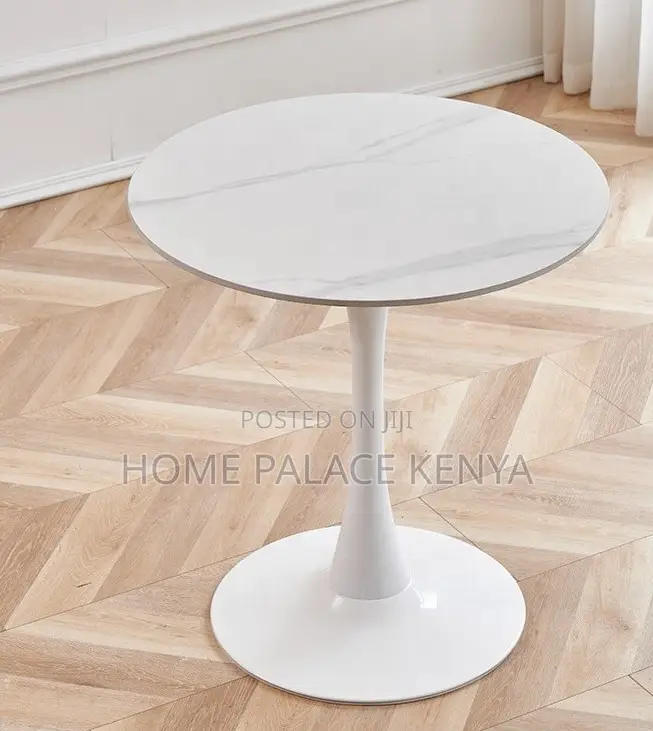 Dining Table: Black Round Marble Top Table With Metal Base