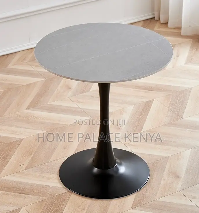 Dining Table: Black Round Marble Top Table With Metal Base