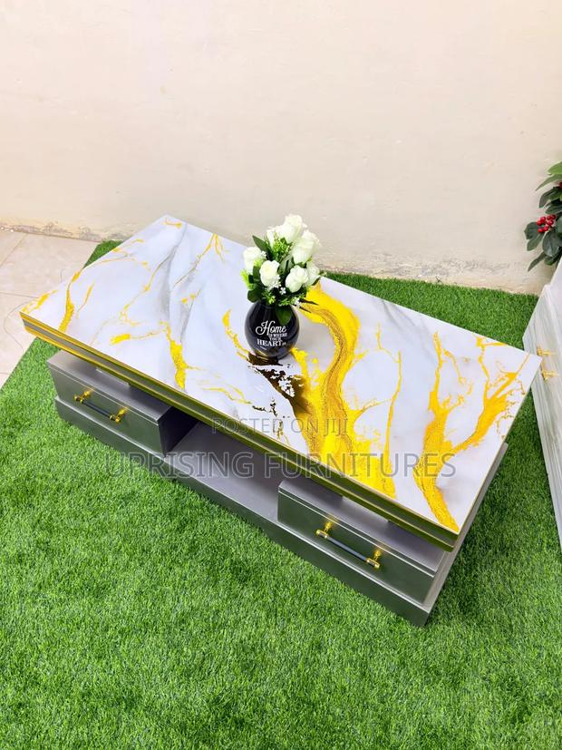 Coffee Table Silver Gray 2×4ft With Drawers