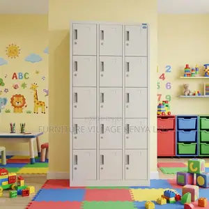 15-door's White Gym Locker Storage.