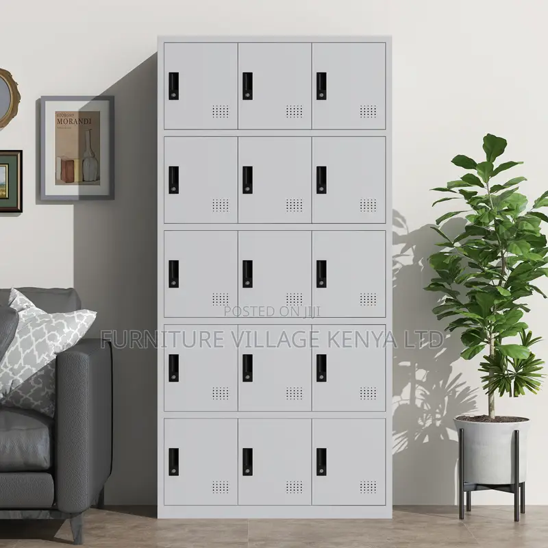 15-door's White Gym Locker Storage.
