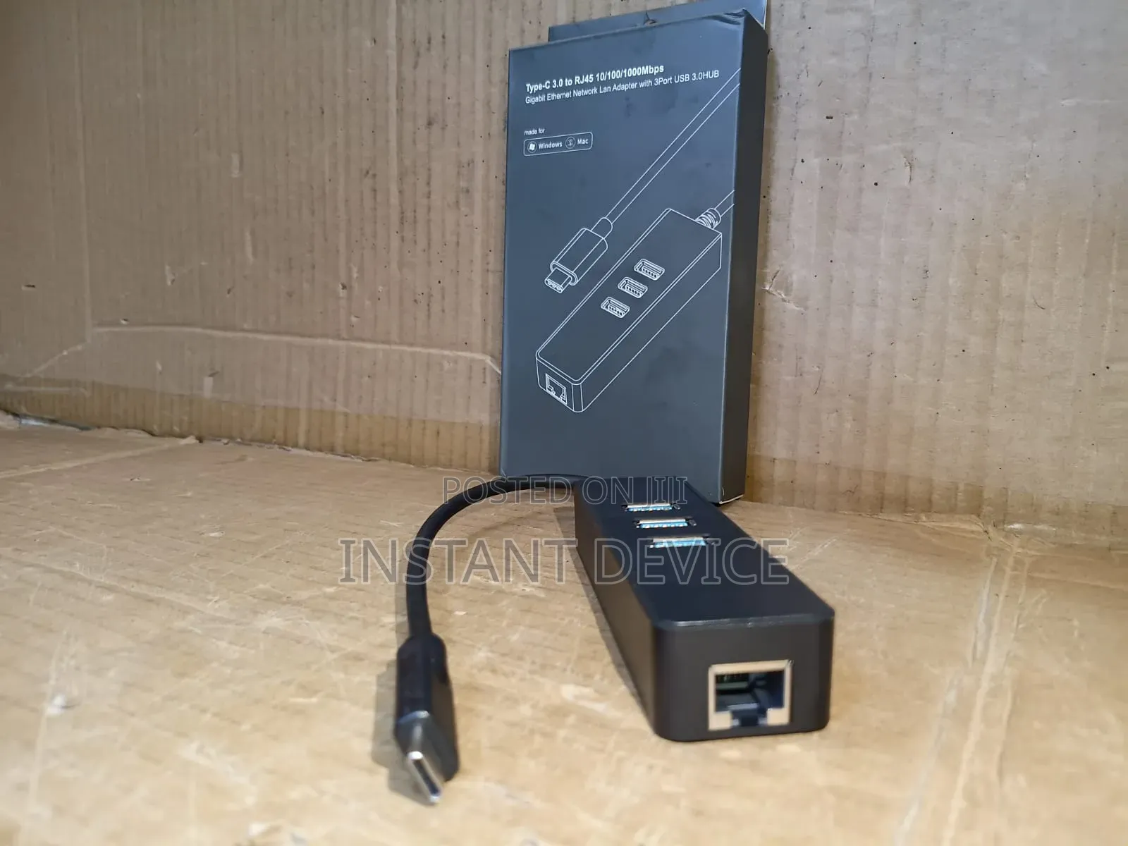 Usb Type C to 3 Usb Ports With Gigabit Ethernet Adapter