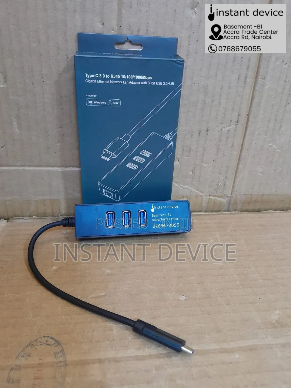 Usb Type C to 3 Usb Ports With Gigabit Ethernet Adapter