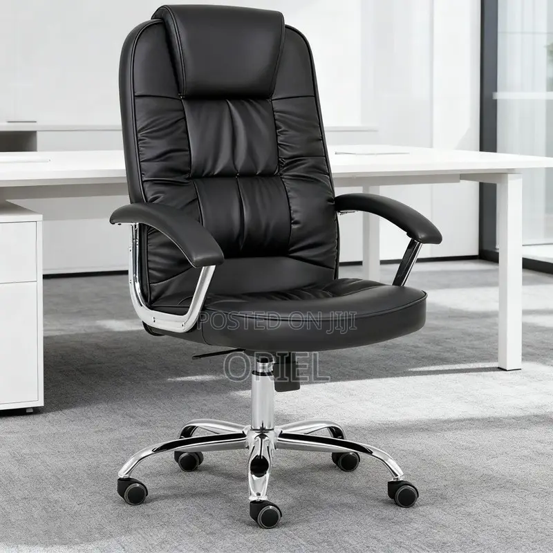 Office Chair : Ergonomic Black Pu Leather Office Chair