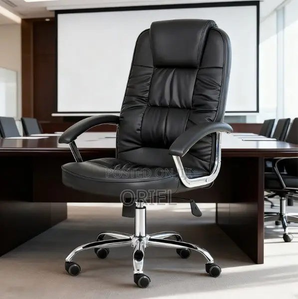 Office Chair : Ergonomic Black Pu Leather Office Chair