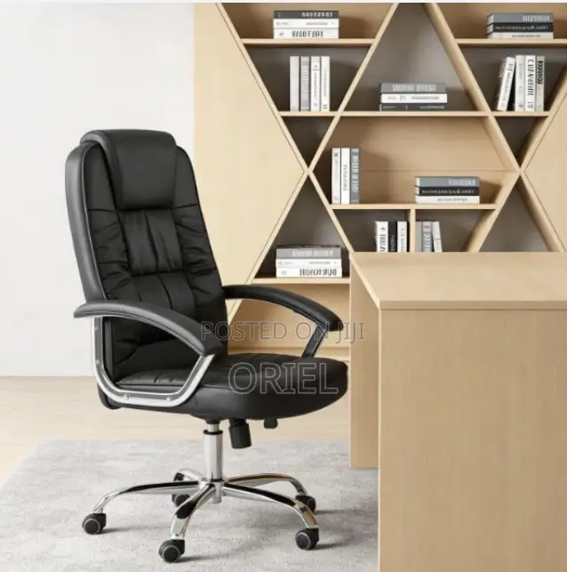 Office Chair : Ergonomic Black Pu Leather Office Chair