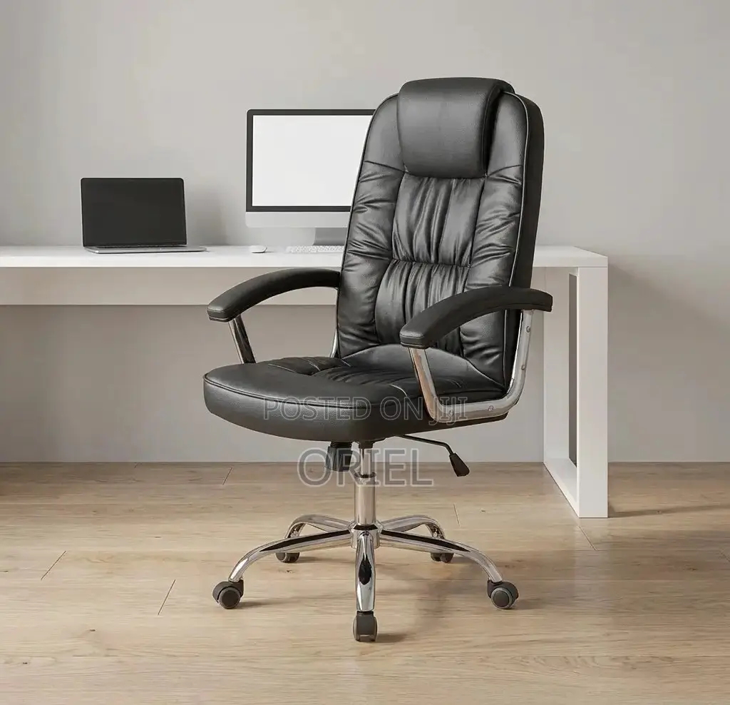 Office Chair : Ergonomic Black Pu Leather Office Chair