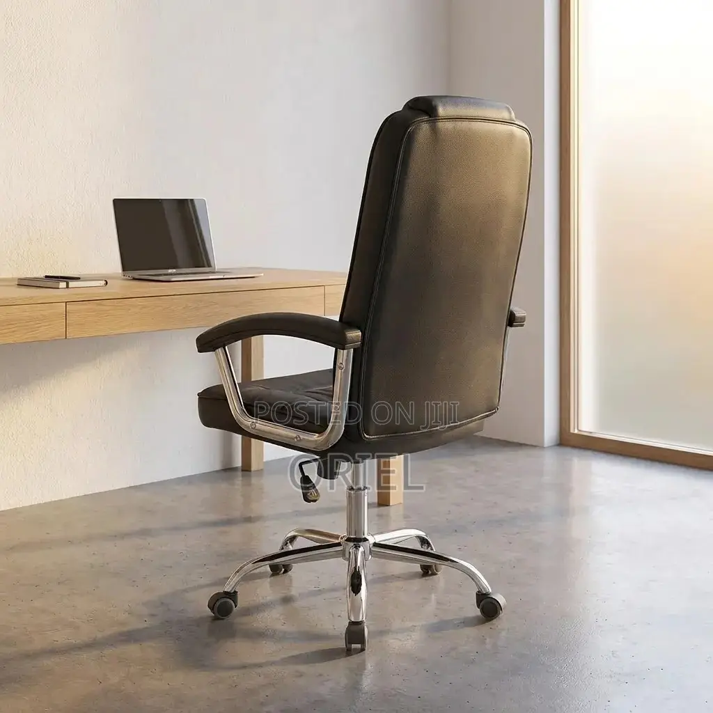 Office Chair : Ergonomic Black Pu Leather Office Chair