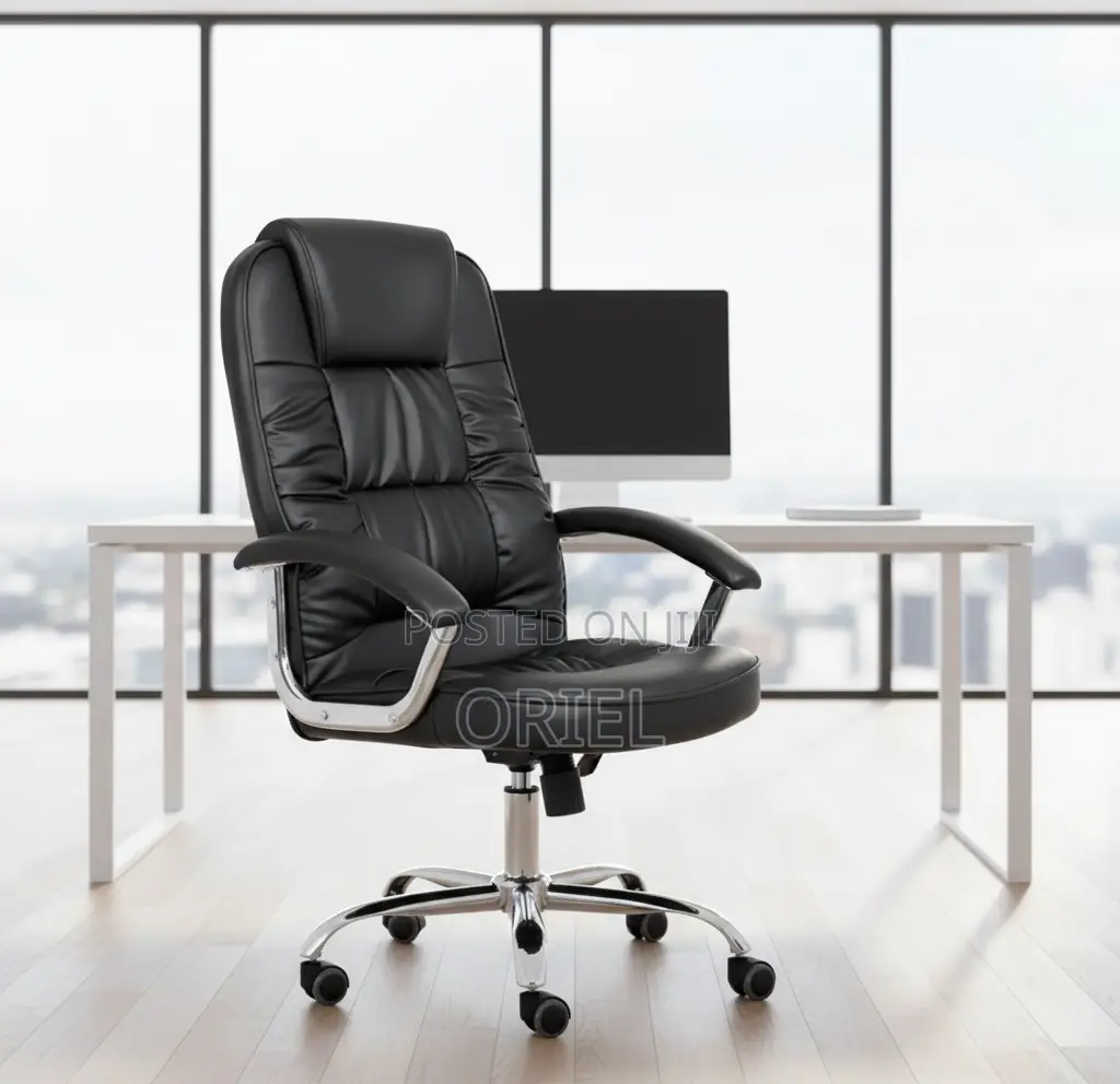 Office Chair : Ergonomic Black Pu Leather Office Chair
