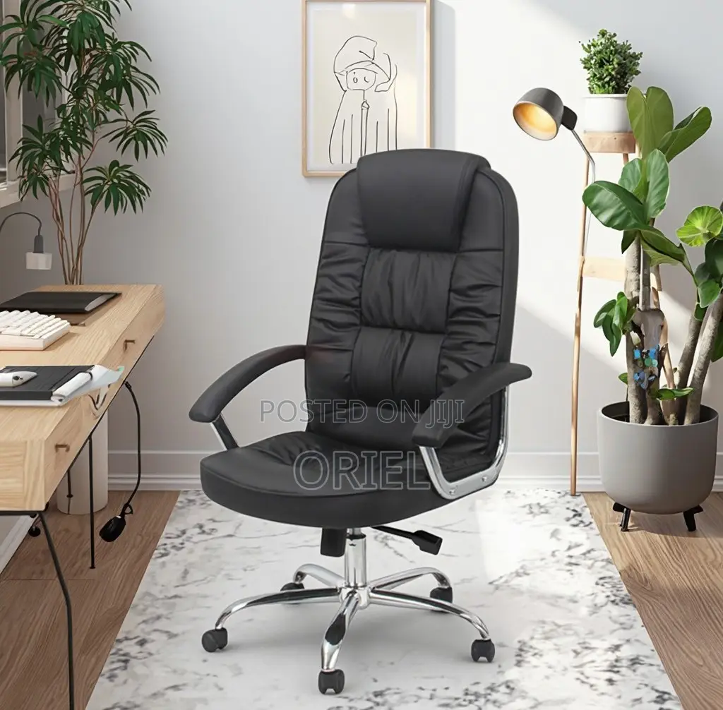 Office Chair : Ergonomic Black Pu Leather Office Chair