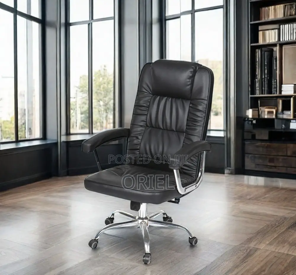 Office Chair : Ergonomic Black Pu Leather Office Chair