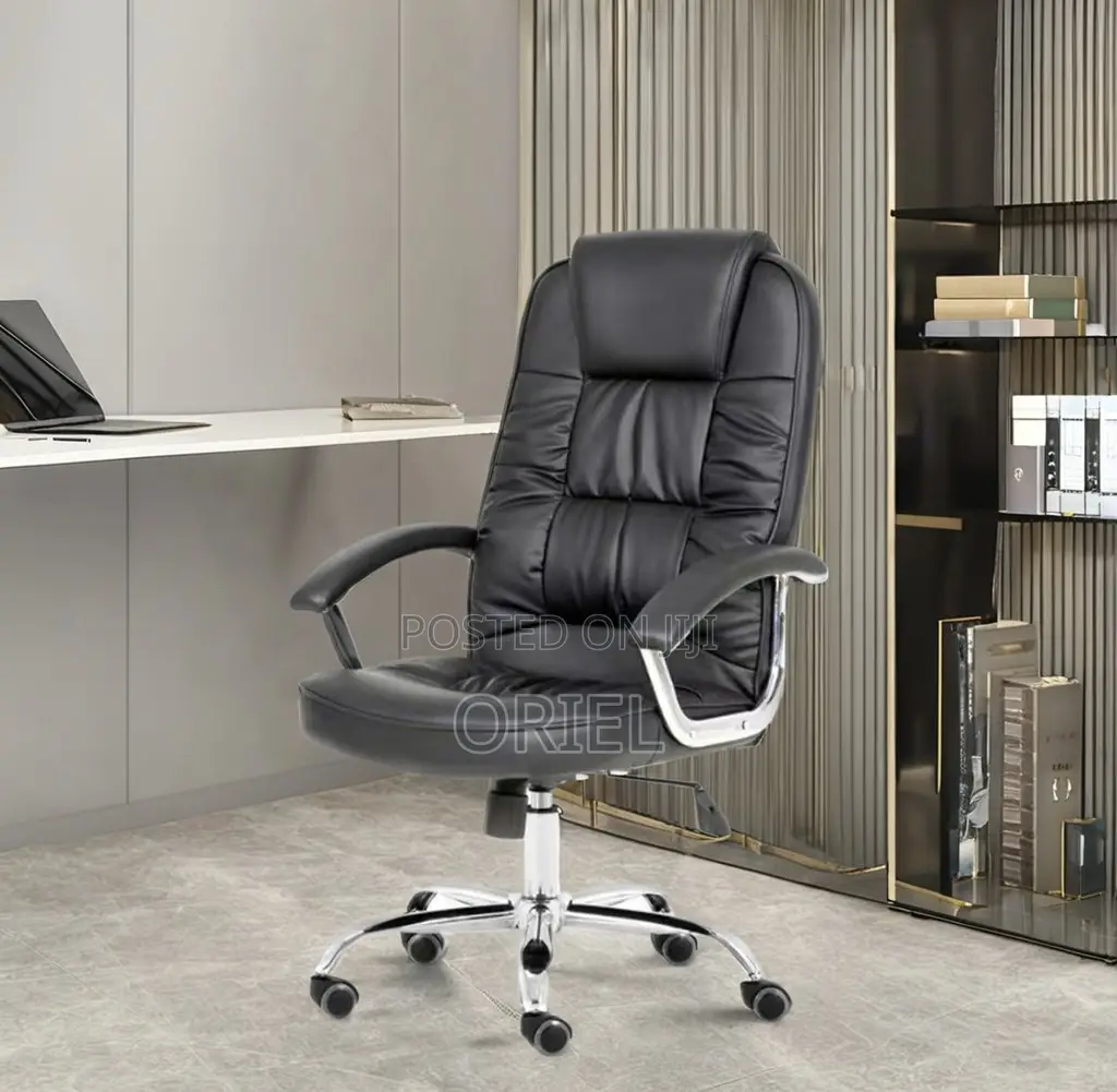 Office Chair : Ergonomic Black Pu Leather Office Chair