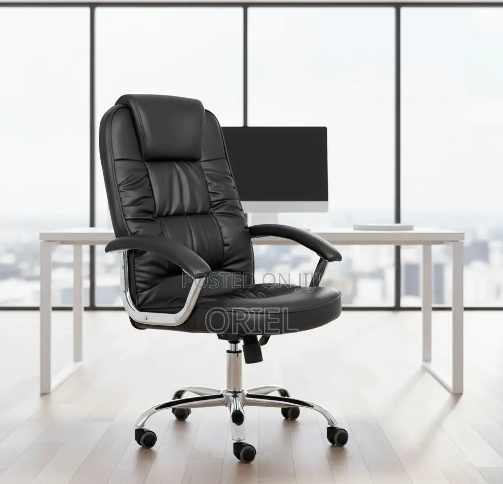 Office Chair : Ergonomic Black Pu Leather Office Chair