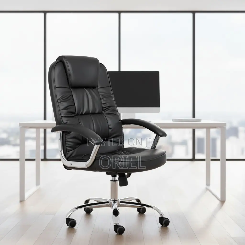 Office Chair : Ergonomic Black Pu Leather Office Chair