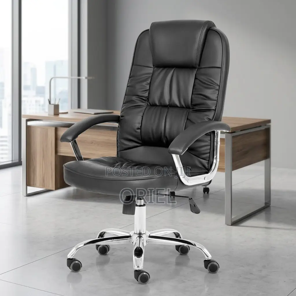 Office Chair : Ergonomic Black Pu Leather Office Chair