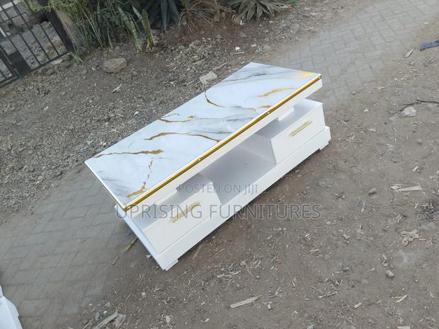 Stylish Living Room Coffee Table White Marble Top Gold