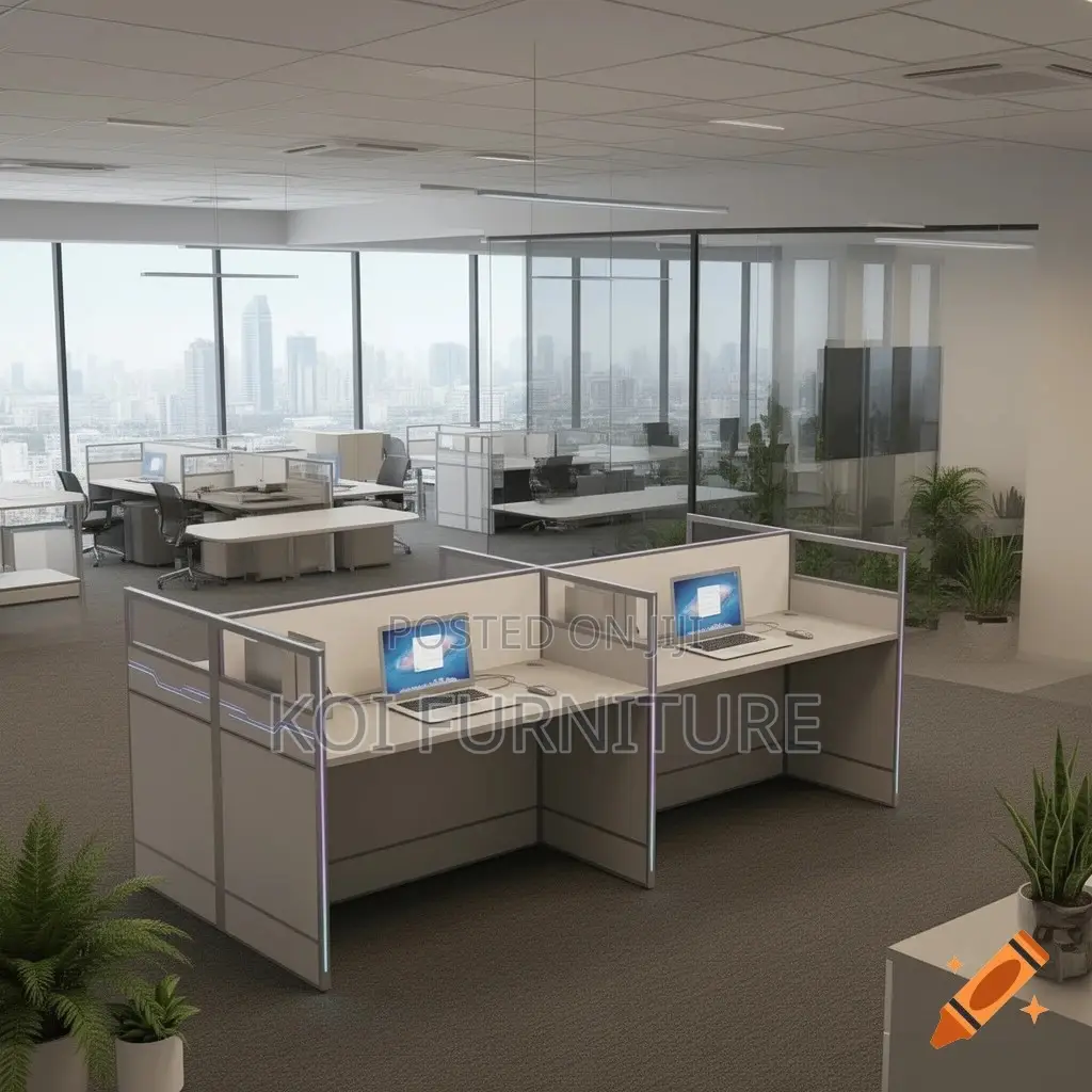Office Workstation; Four Users MDF Office Workstation