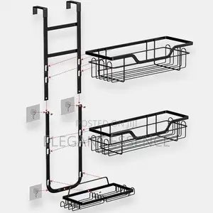 Detachable 3 Layer Behind The Door Metalic Bathroom Shelf Shower Caddy