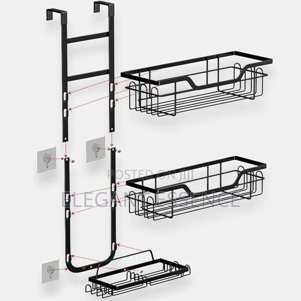 Detachable 3 Layer Behind The Door Metalic Bathroom Shelf Shower Caddy