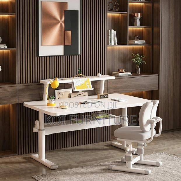 Office Desk; Manual Adjustable Office Stading White Table - thumbnail 4