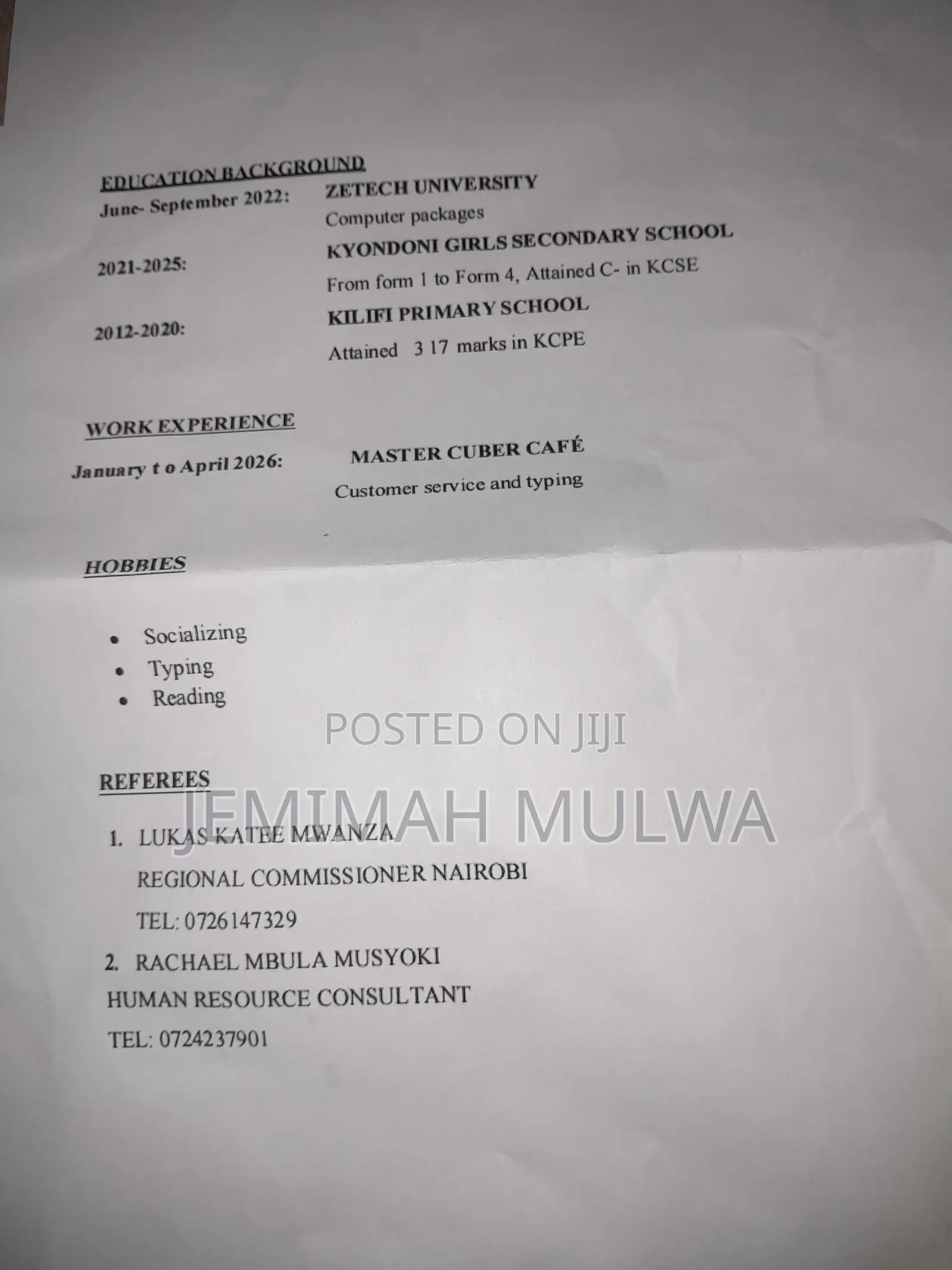 Housekeeping Cleaning CV