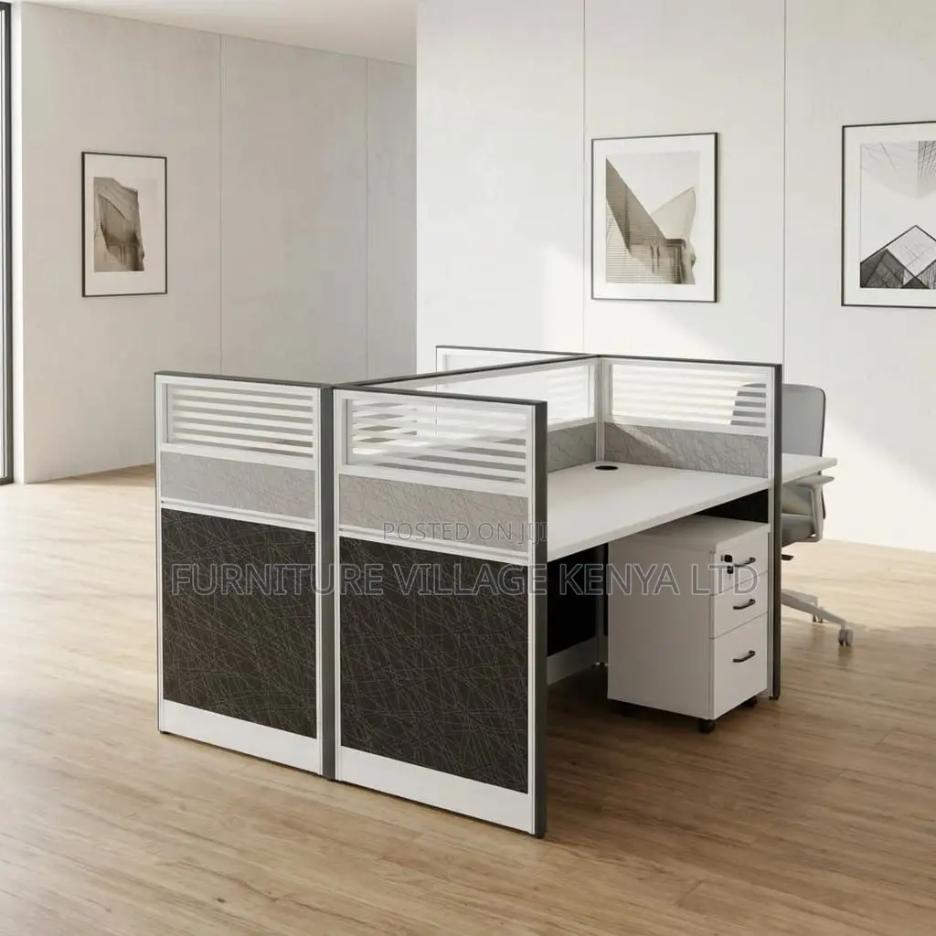 2-Person Gray Office Workstation.