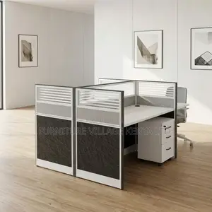 2-Person Gray Office Workstation.