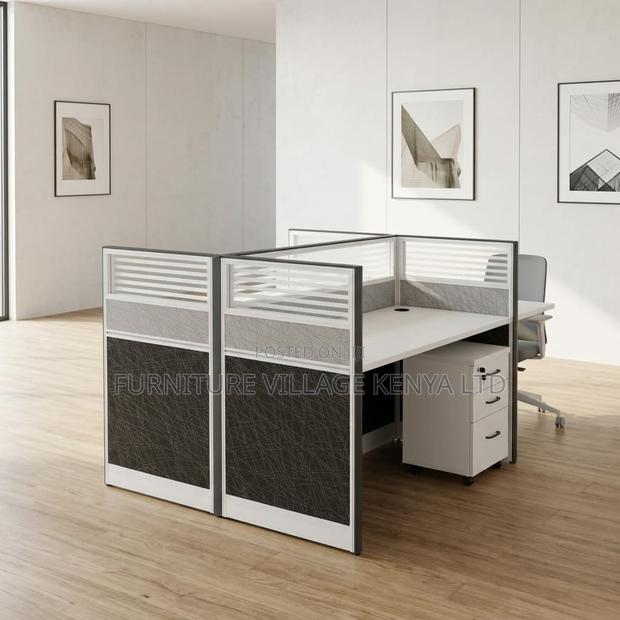 2-Person Gray Office Workstation.