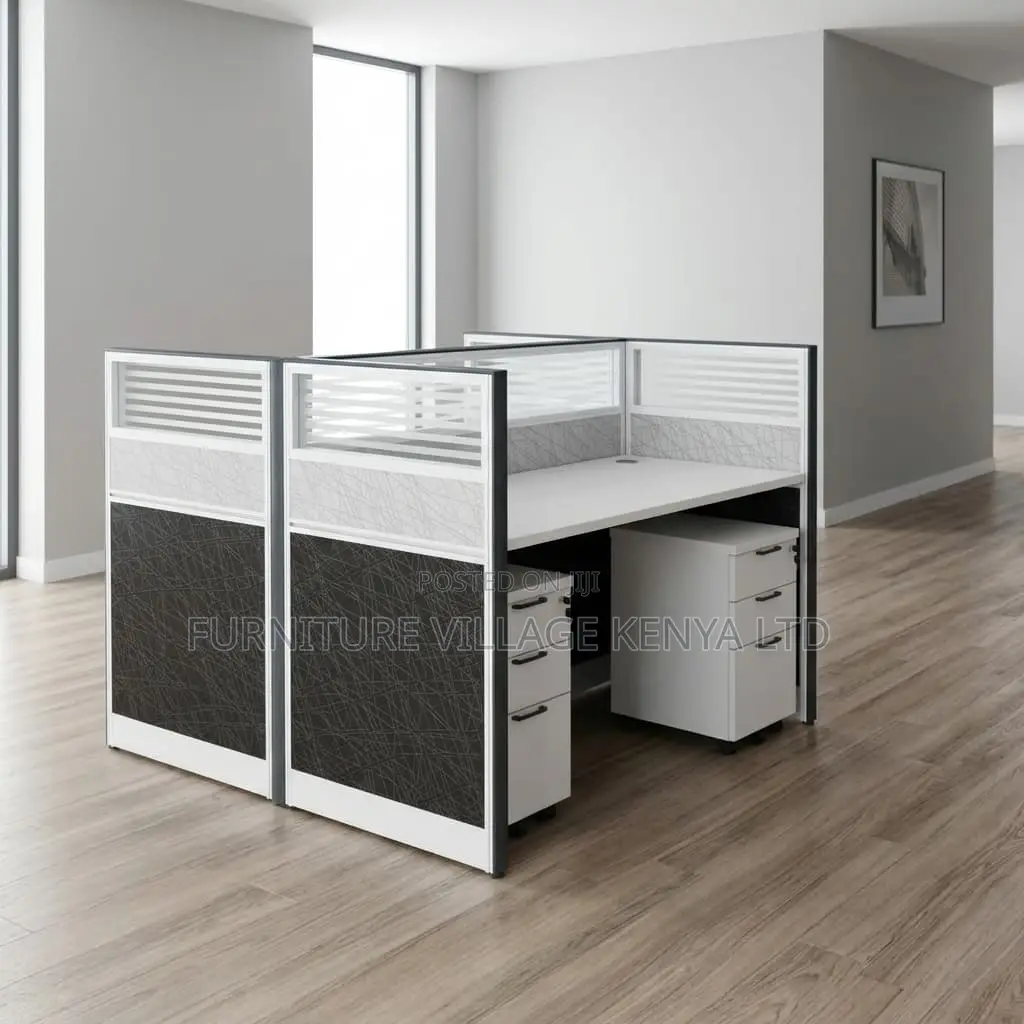 2-Person Gray Office Workstation.