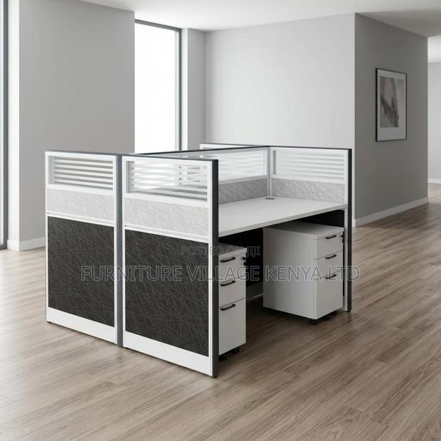 2-Person Gray Office Workstation. - thumbnail 2