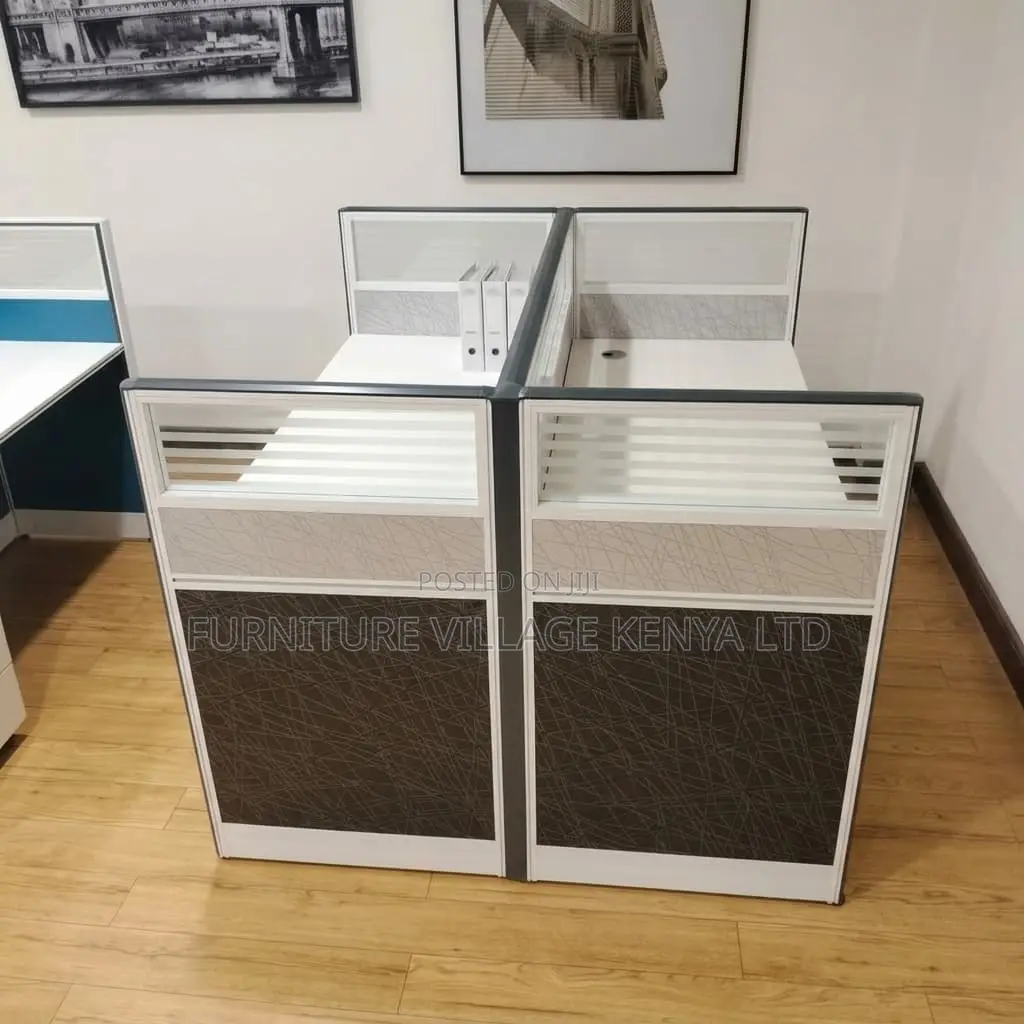 2-Person Gray Office Workstation.