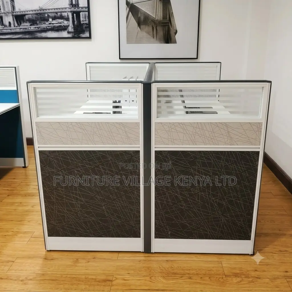 2-Person Gray Office Workstation.