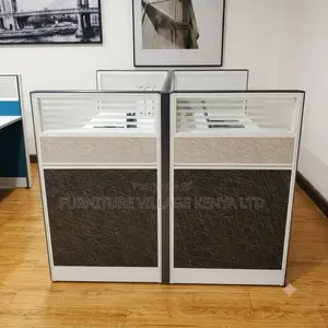 2-Person Gray Office Workstation.