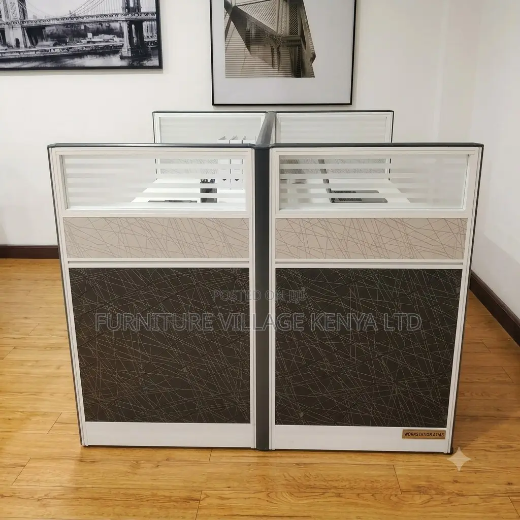 2-Person Gray Office Workstation.
