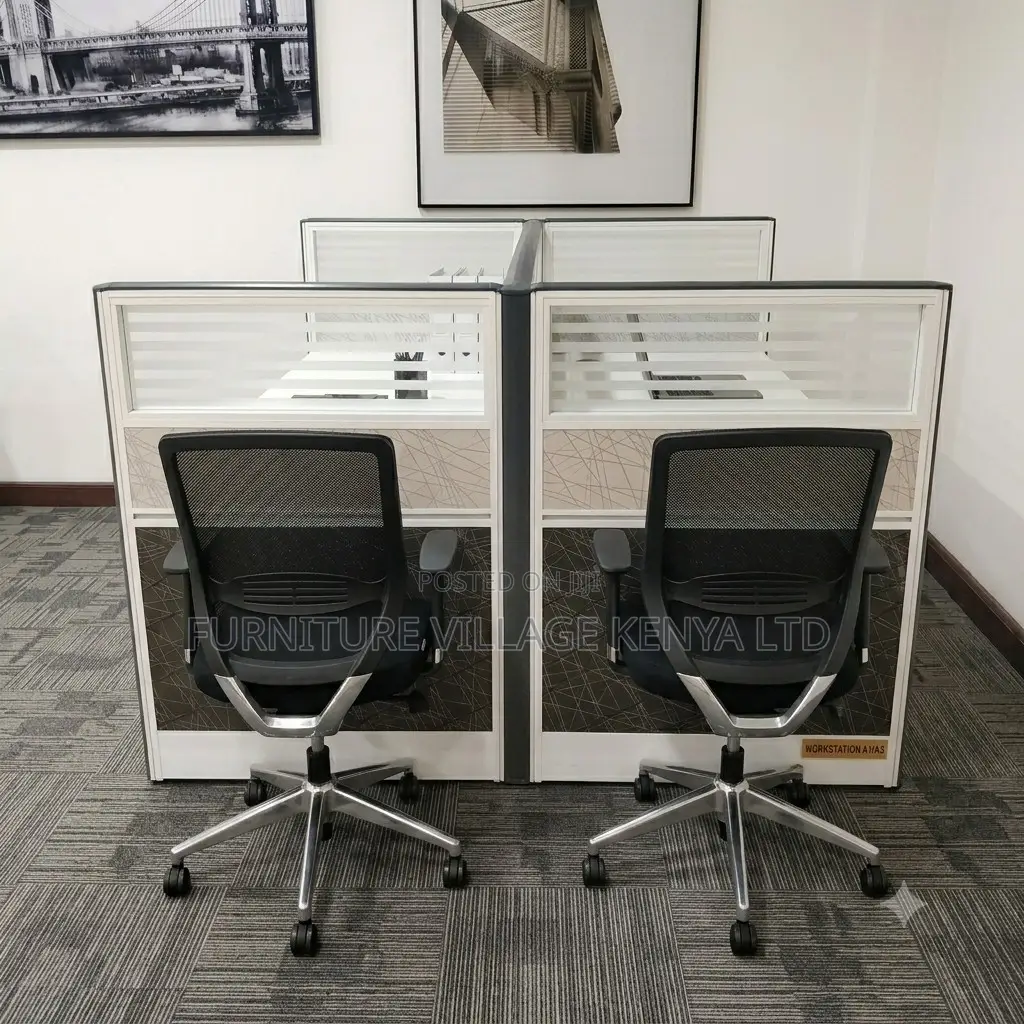 2-Person Gray Office Workstation.