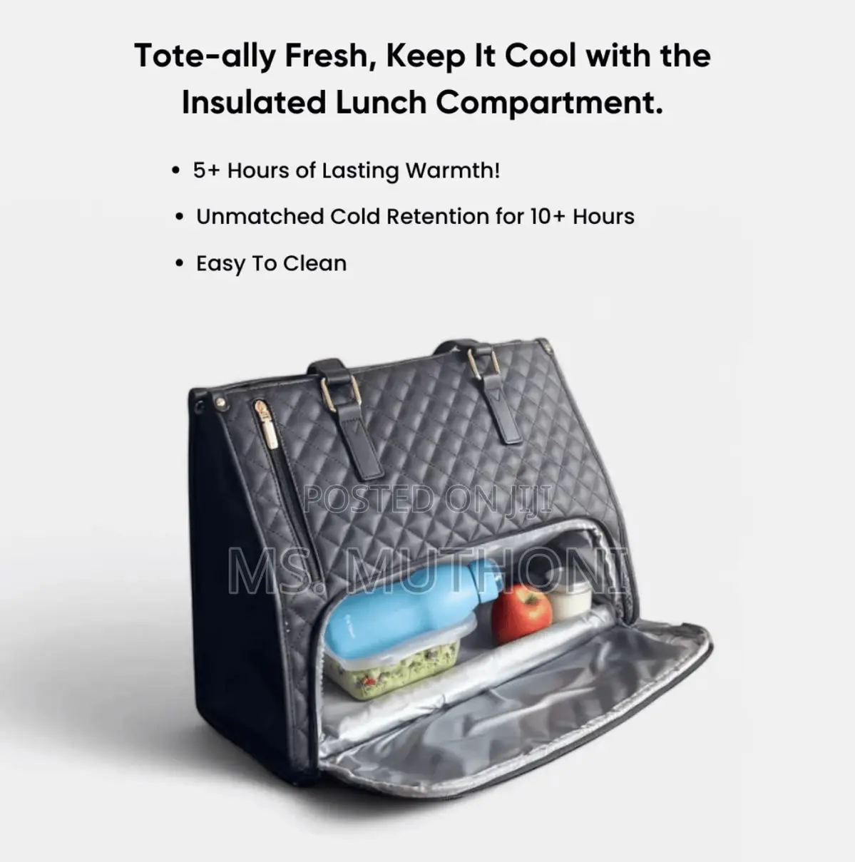 Quilted Business/ Laptop Tote With a Built-in Insulated Compartment