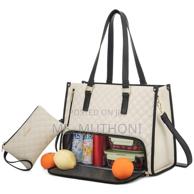 Quilted Business/ Laptop Tote With a Built-in Insulated Compartment