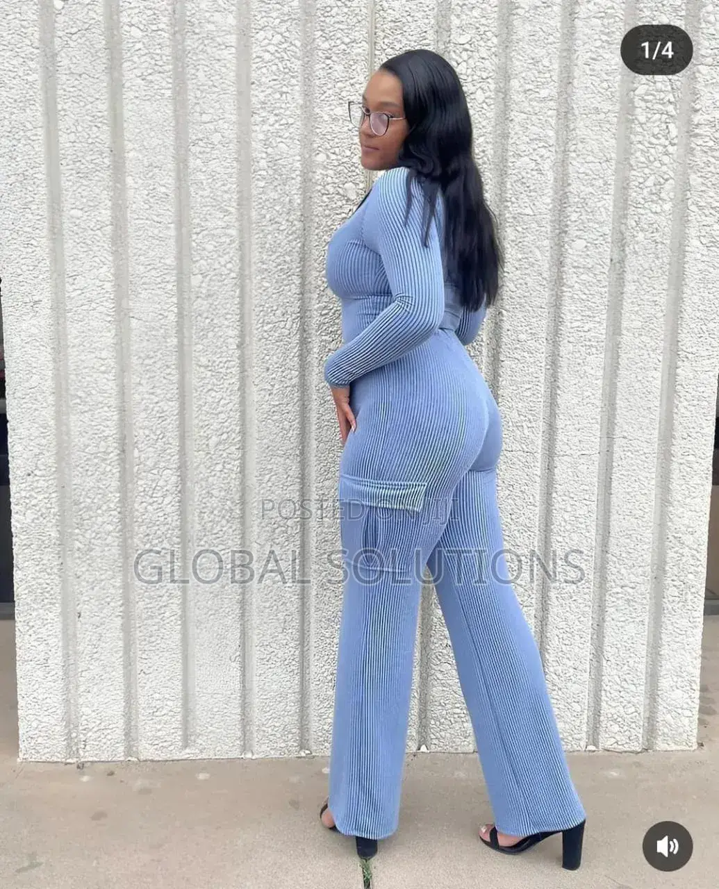 Ribbed Two-Piece Outfit Featuring a Long-Sleeve Zip-Up Bodysuit