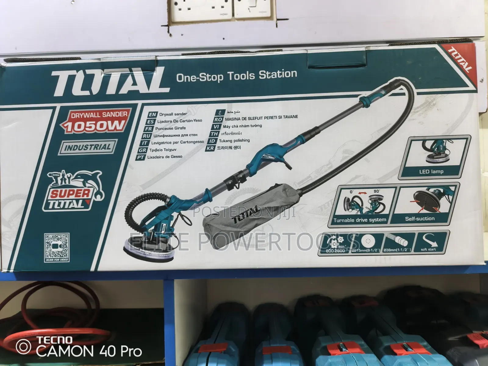 Total 1050w Industrial Drywall Sander With Led Light / Wall Sander