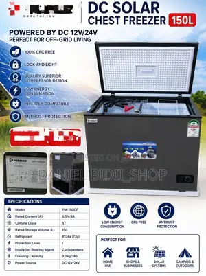 12v to 24volts Dc Solar Chest Freezer 150ltrs
