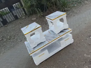Gold White Coffee Table With 2 Stools