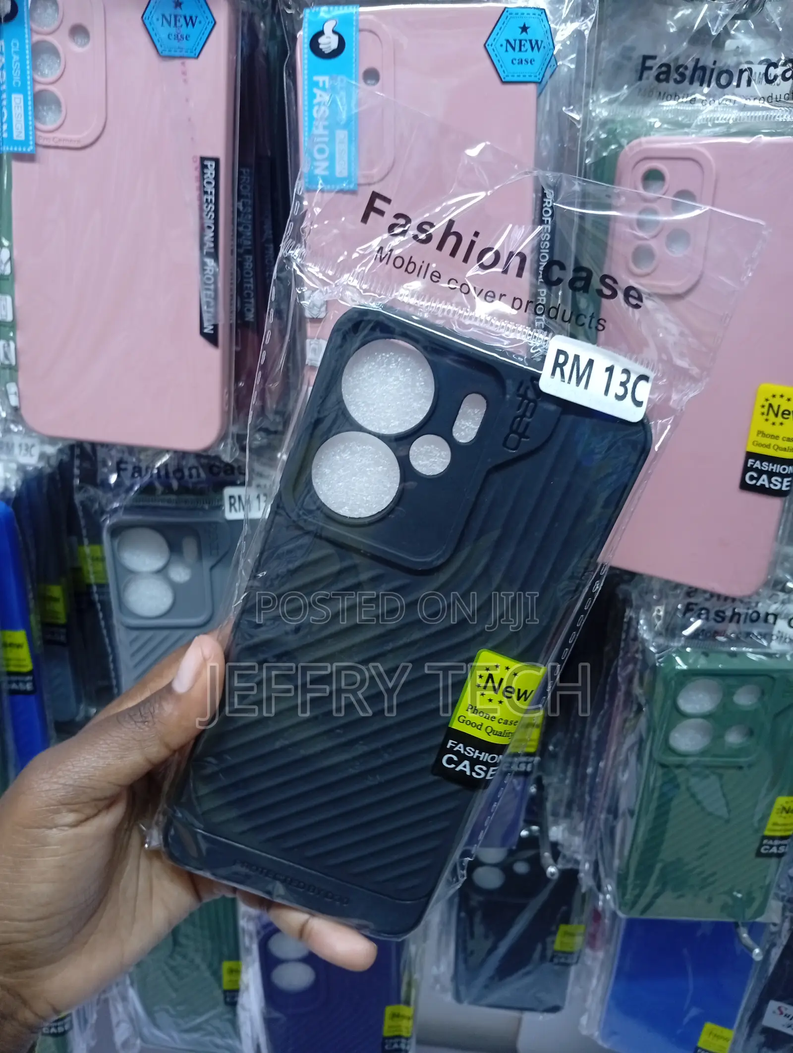 Rm 13c Wavy-Textured Protective Matte Phone Case -Black