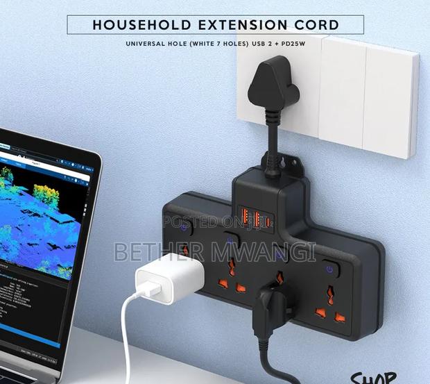 Multi Function Household Extension Socket With 20w Pd Usb C in Kenya - thumbnail 6