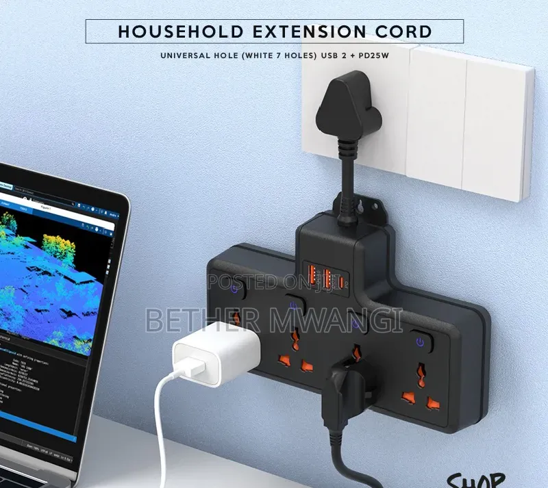 Multi Function Household Extension Socket With 20w Pd Usb C in Kenya