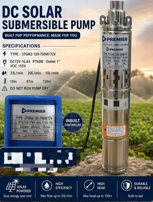 Dc Solar Submersible Waterpump 72v 1inch 750watts