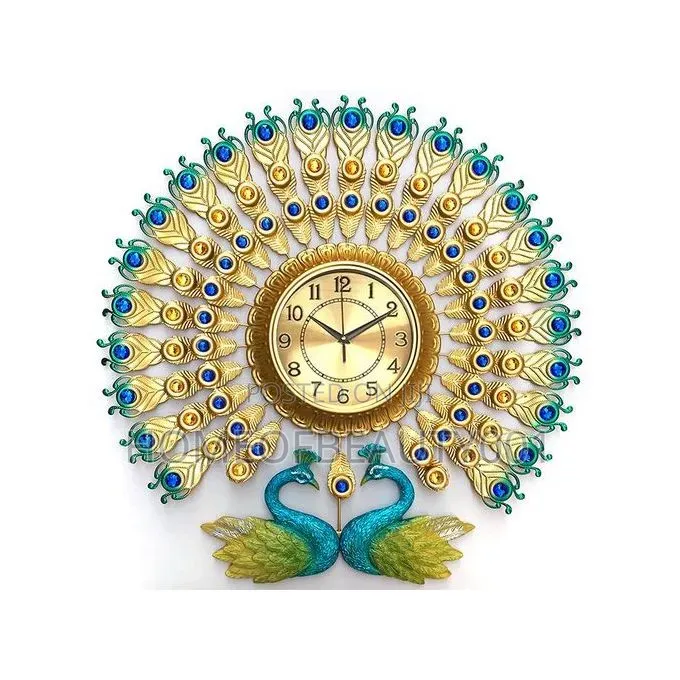Double Head Peacock Themed Wall Clock.