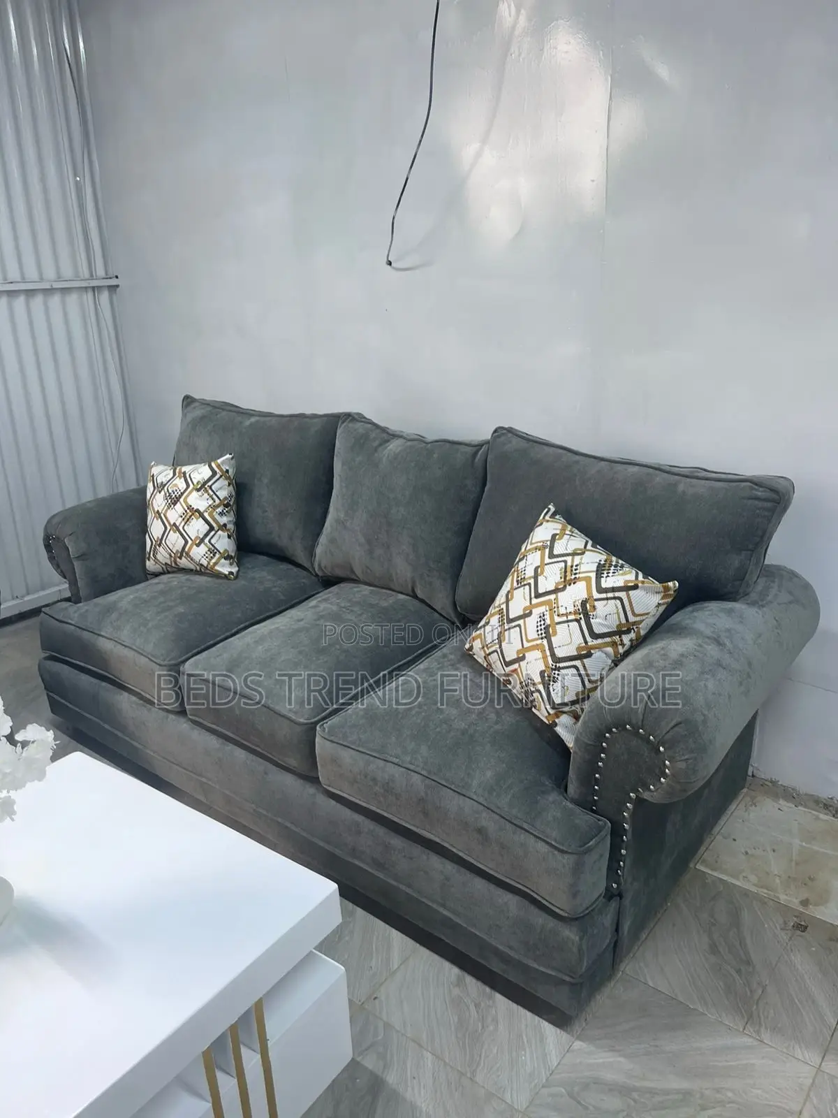 3 Seater Dark Grey Seat With Cushions